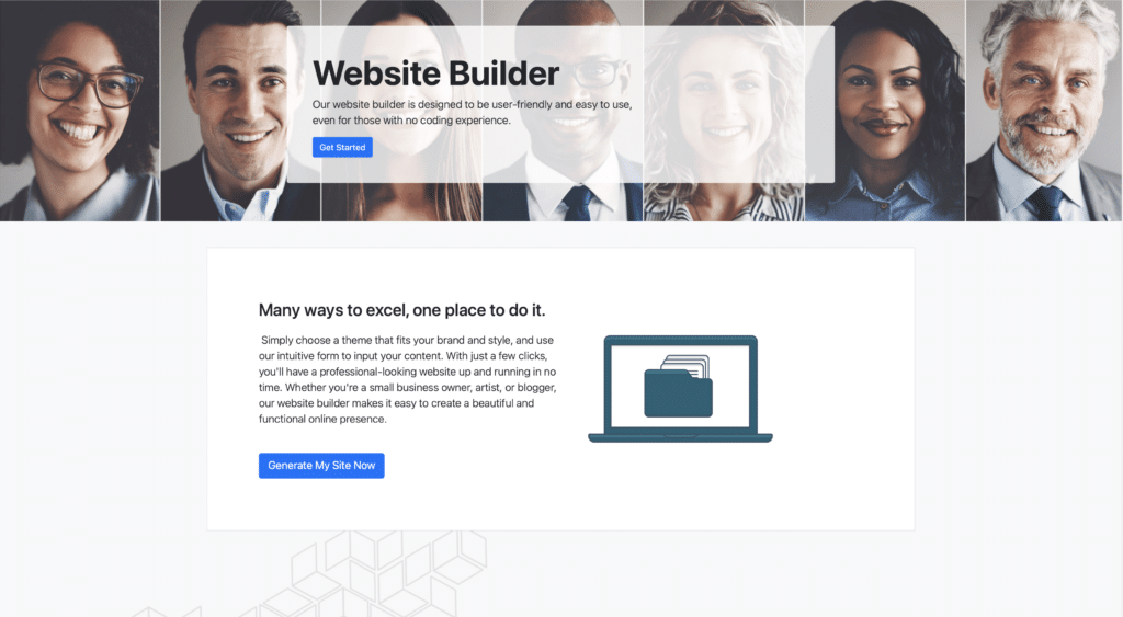 Website Templates - Image of website builder. Launch a website in minutes with our affordable website template builder. Choose from dozens of templates and customize them to meet your business needs in a very affordable package.